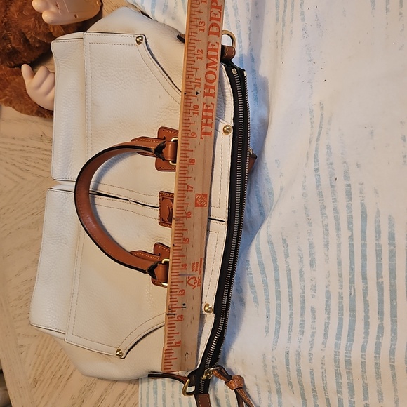 Dooney & Bourke  Florentine Clayton Tan and White Wth Tassels - Picture 14 of 15